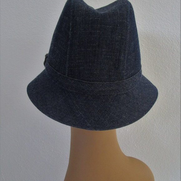 Dark Blue Denim Bucket Trilby Unisex Hat Bendels Cotton London - Picture 5 of 9